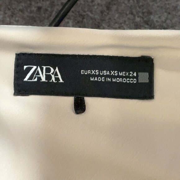 NEW Zara satin midi dress with gathering in cava, Size XS, $88 - Picture 7 of 7